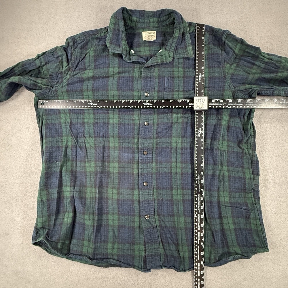 VTG L.L.Bean Mens 2XL Blue Green Plaid Flannel Black Traditional Fit - Picture 2 of 5